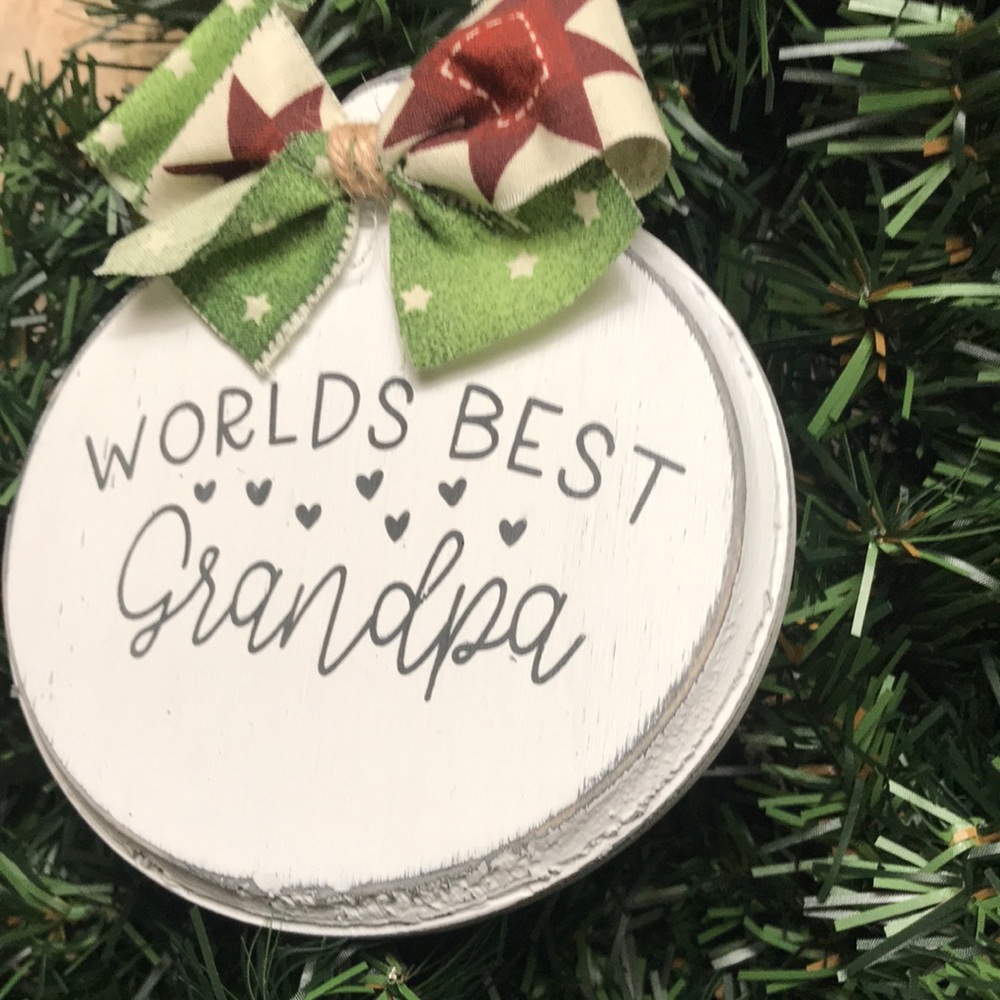 “Worlds Best Grandpa” Wood Ornament